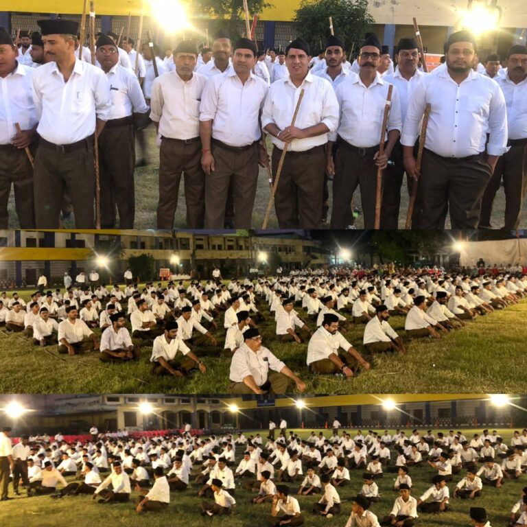 आज, विजयादशमी के पावन पर्व पर, राष्ट्रीय स्वयंसेवक संघ (RSS) के स्वर्णिम शताब्दी वर्ष के अवसर पर गंगा बस्ती द्वारा आयोजित के पथ संचलन कार्यक्रम में सम्मिलित हुआ।
