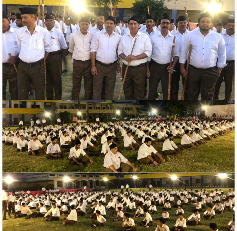 आज, विजयादशमी के पावन पर्व पर, राष्ट्रीय स्वयंसेवक संघ (RSS) के स्वर्णिम शताब्दी वर्ष के अवसर पर गंगा बस्ती द्वारा आयोजित के पथ संचलन कार्यक्रम में सम्मिलित हुआ।