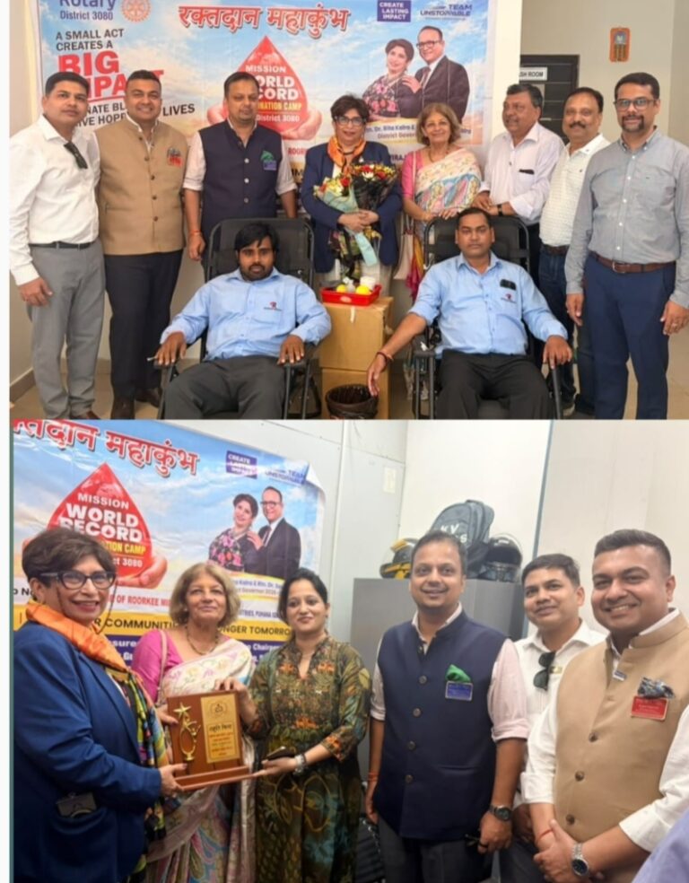 रोटरी क्लब रुड़की मिडटाउन ने सेवा के विविध आयामों के साथ मनाया विशेष दिवस,110 विशेष बच्चों के लिए फिल्म की स्पेशल स्क्रीनिंग,तीन रक्तदान शिविरों में सौ से अधिक यूनिट रक्त संग्रह एवं मेधावी मेडिकल छात्रा को दी आर्थिक सहायता